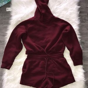Two piece Burgundy Hoodie set
